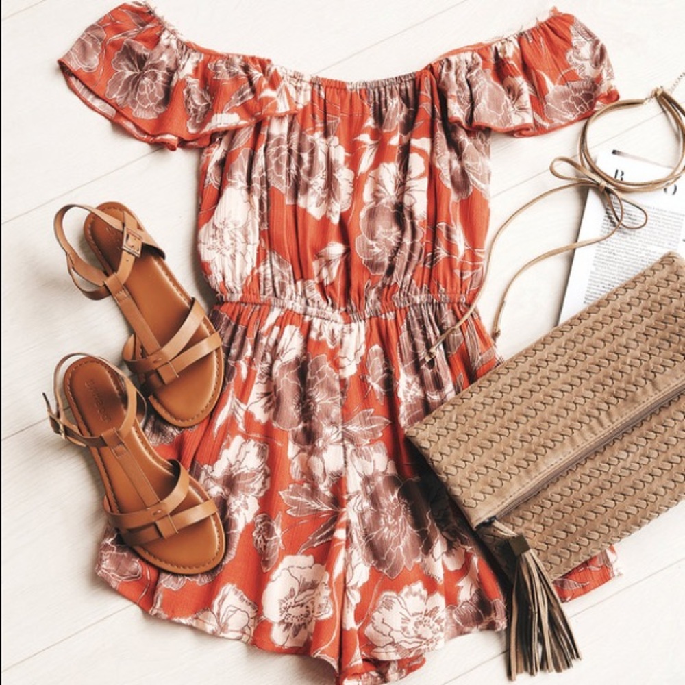 Kiss and tell coral red romper